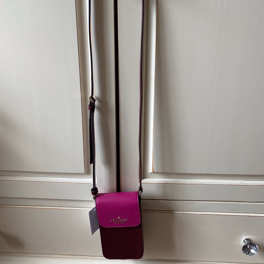 Kate Spade Flap Phone Crossbody Maroon/Pink